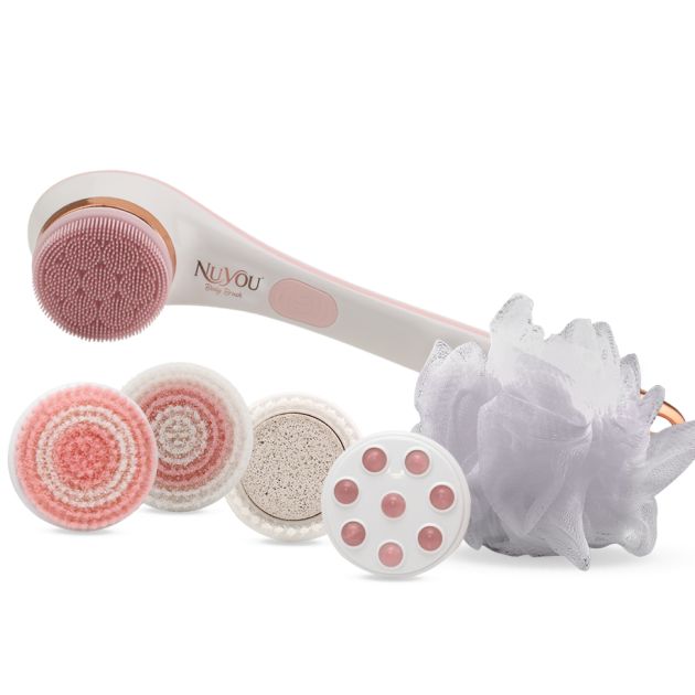 JML NuYou Body Brush Rechargeable with 6 Replacement Heads Cleanse