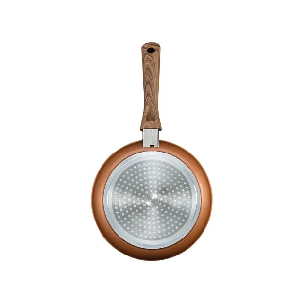 Copper Stone Pans Non Stick Hard Wearing with Wood Effect Handle