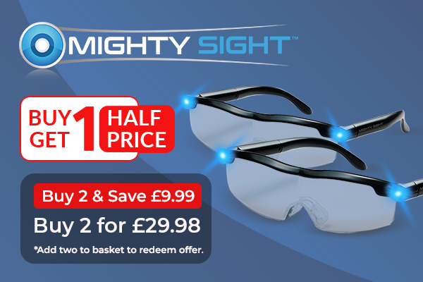 Pair of Mighty Sight Magnifying Eyewear Glasses rechargeable LED light 2  PACK